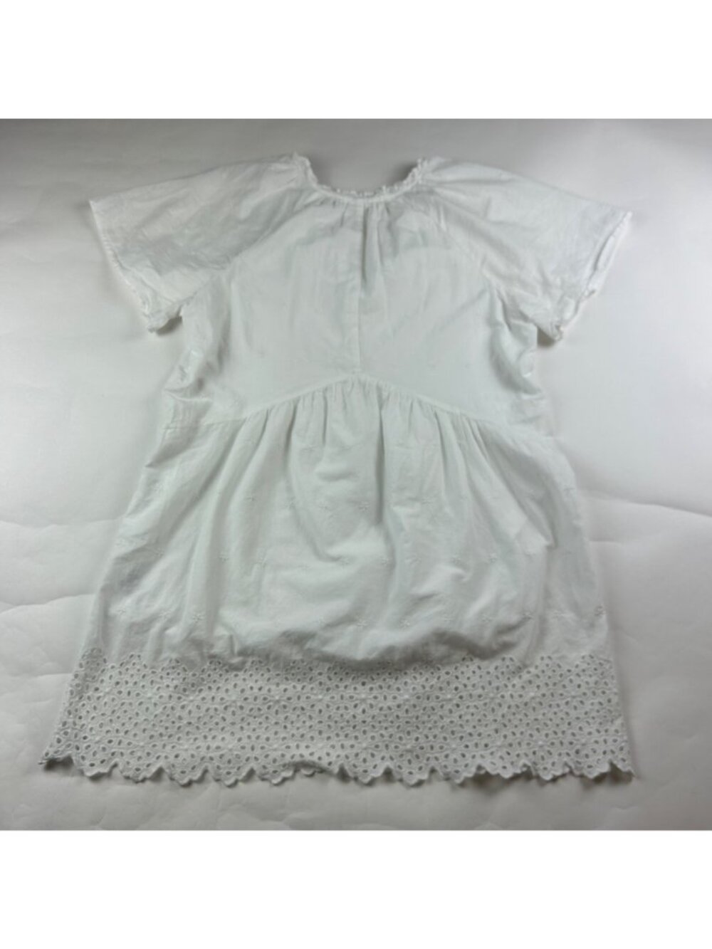 Old Navy White Cotton Eyelet Babydoll Mini Dress L - Picture 5 of 8